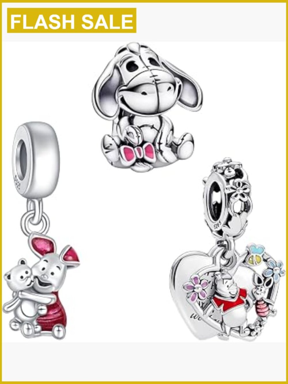 3-Piece Sterling Silver Charm Set for Bracelets & Necklaces